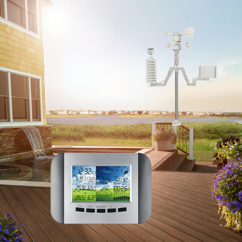 Color Display Indoor Outdoor Thermometer With Rain Sensor And Wind Direction Indicator