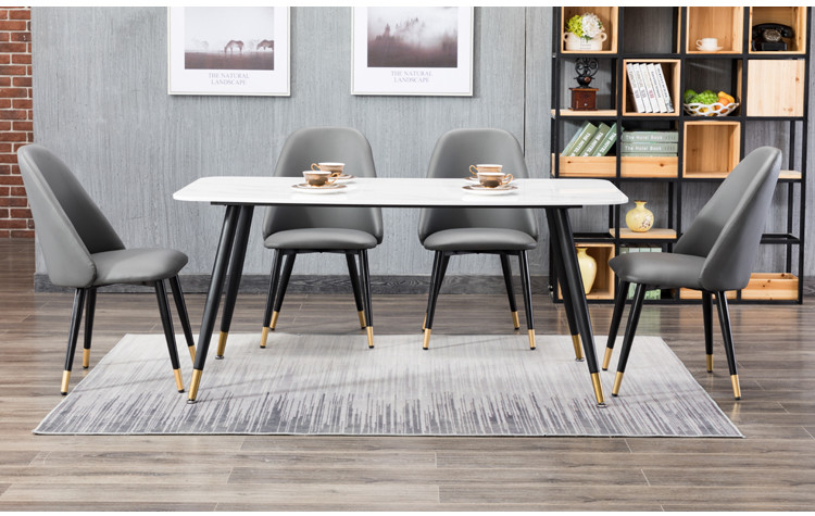 High Back Leather Dining Room Custom Made Furniture With Metal Legs Custom Design