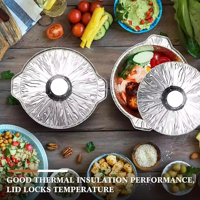ODM Disposable Aluminum Foil Pot With Aluminum Foil Lid 255*91mm 2200ml 75oz