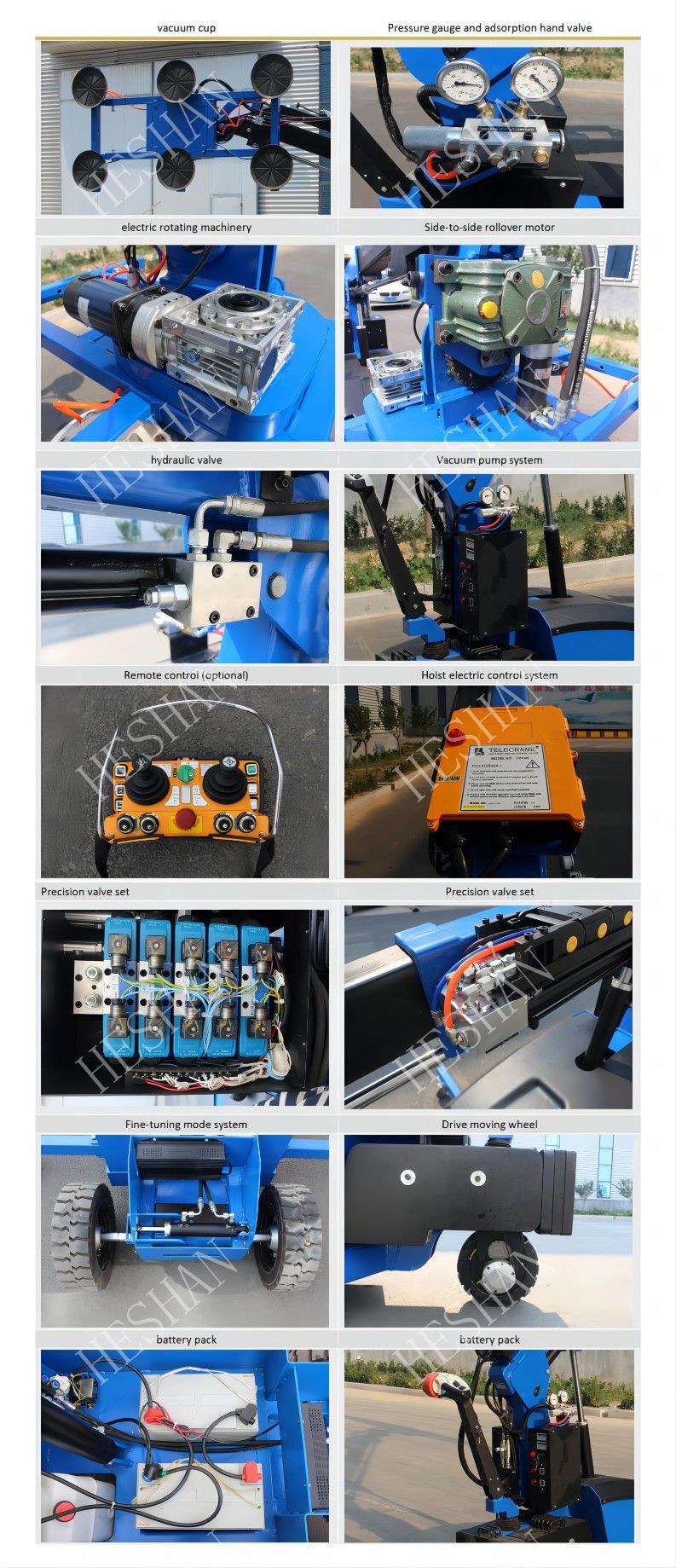 Battery Powered Vacuum Glass Lifting Device For Flat Arc Or Curved Surface Glass