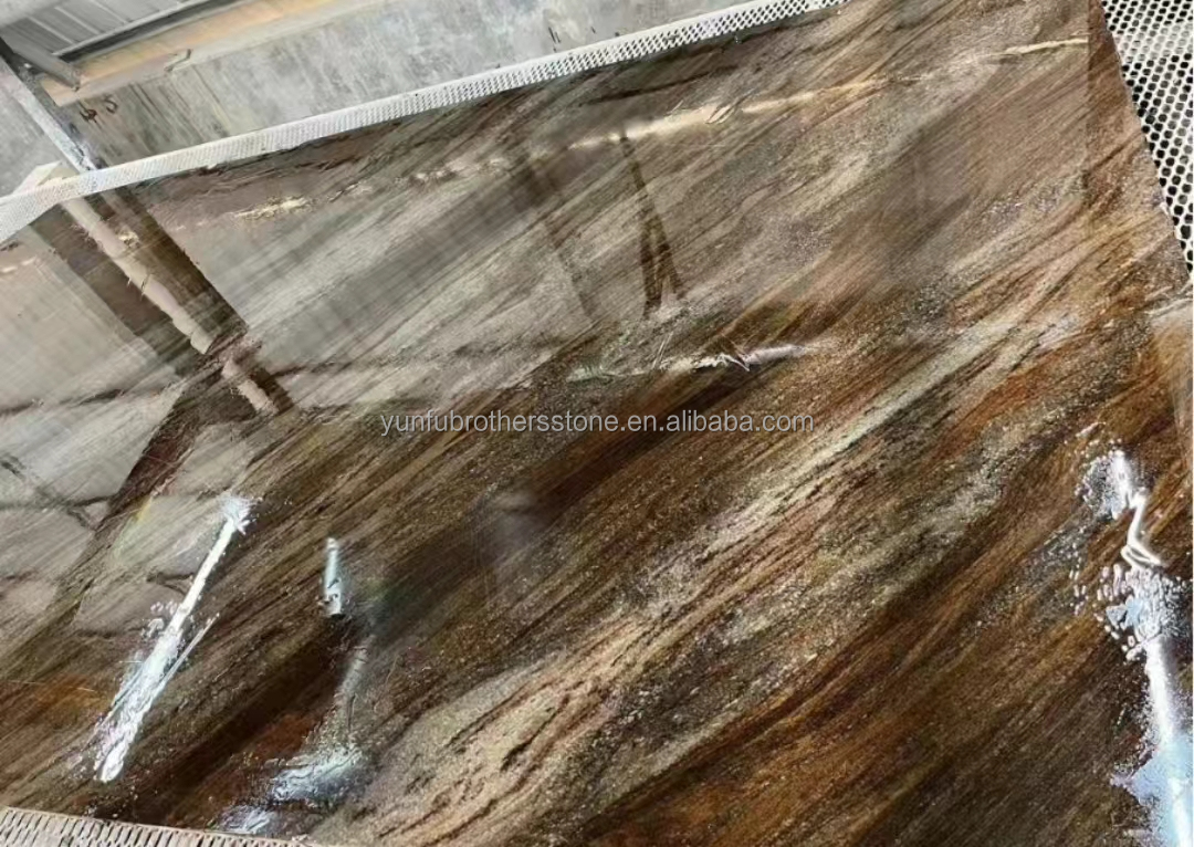 Modern Style Hotel Flooring Sheet Customized Golden Sand Quicksand Brown Granite Marble