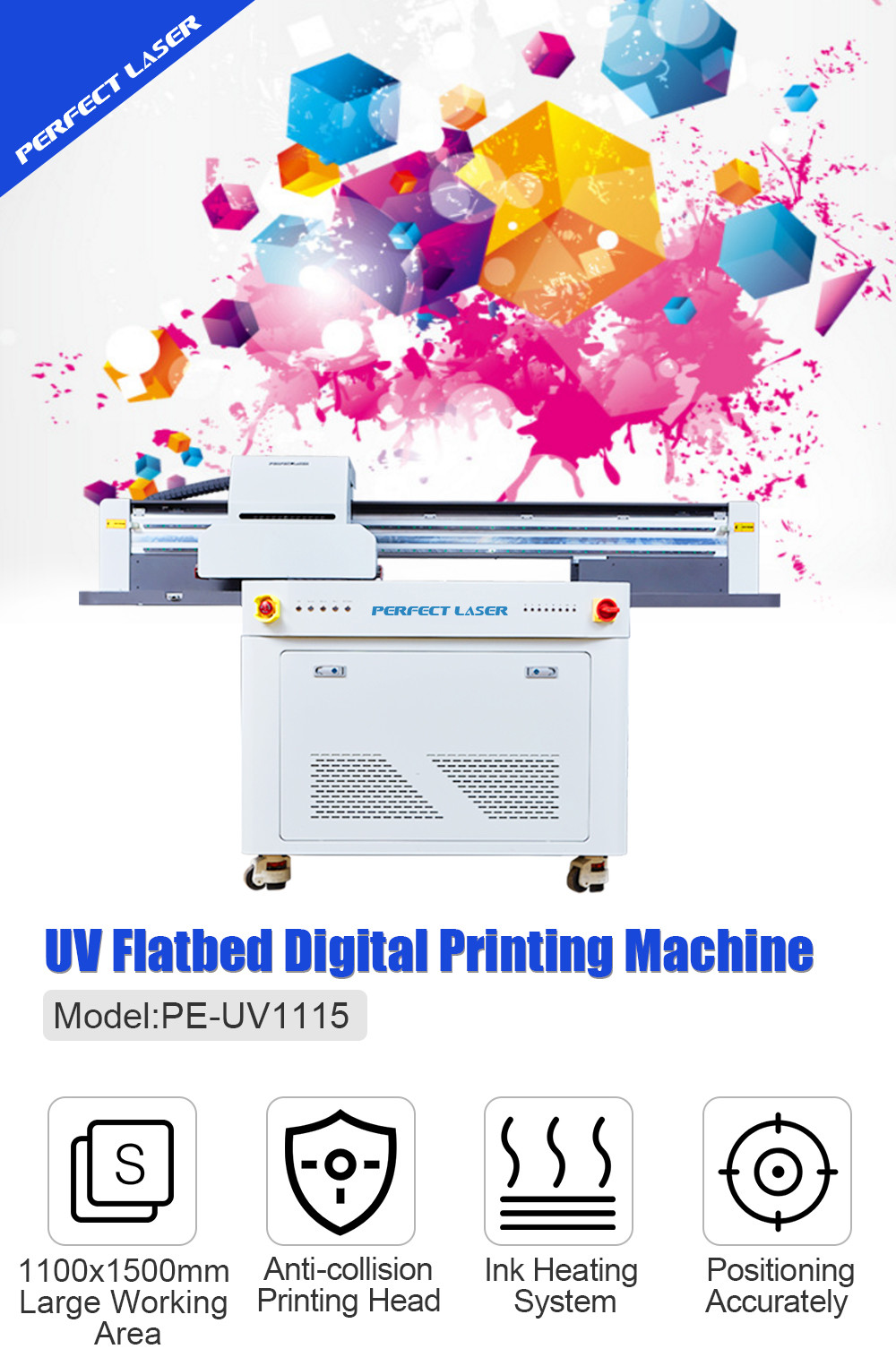 1100*1500mm Large Format CMYK White Varnish Multifunctional Ceramic UV Flatbed Printer