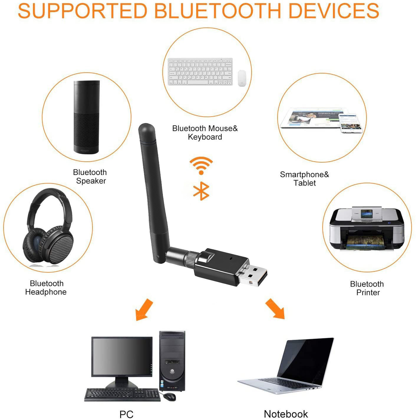 150Mbps Wireless Bluetooth 5.0 USB Dongle With 2dBi Antenna