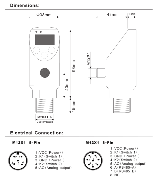Electronic Automatic Industrial Air Water Pressure Control Switch For Liquid