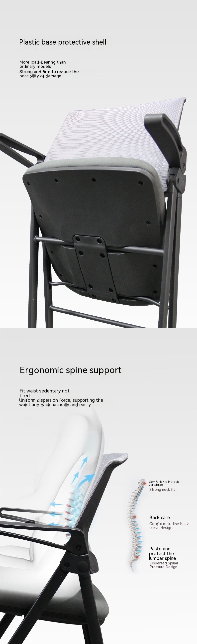 Comfortable Training Office Chair with Fixed Handrail Reclining and Foldable Design