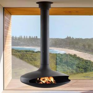China Hotel Indoor Suspended Heating Steel Stove Hanging Rotating Wood Fireplace wholesale