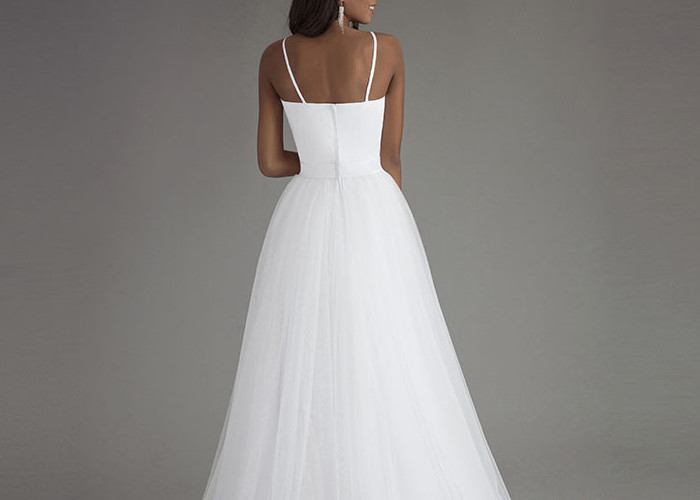 Sling White A Line Wedding Gowns Heart Shaped Satin Chest Back Zipper