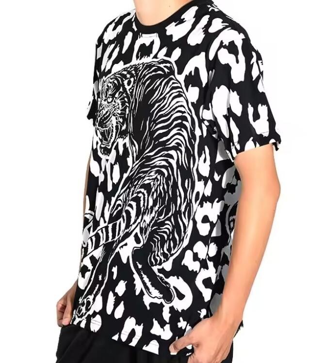 New Design Fashion Leopard Pattern All Over Sublimation T Shirt Crew Neck Casual