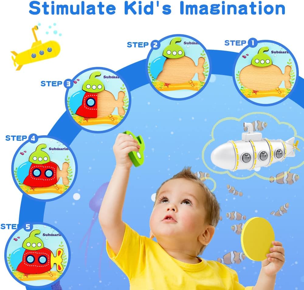 Unisex 6 Packs Vehicle Shape Jigsaw Puzzles for Toddlers 1-3 Infant Educational Gifts