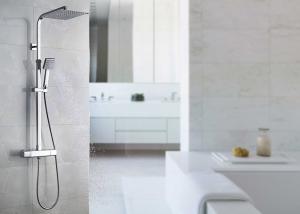 China Chrome Finished Brass Thermostatic Shower Set Cold And Hot Water ROVATE wholesale