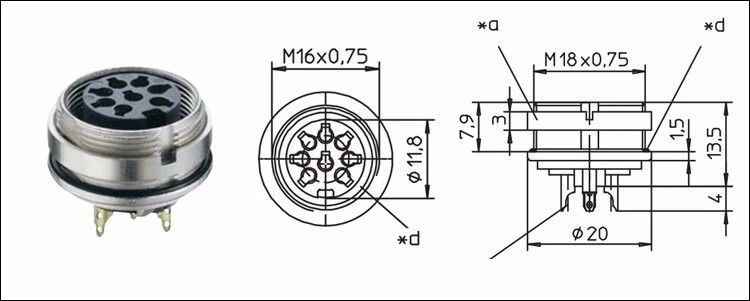 Antenna 8pin AISG RET Cable With M16 Circular Connectors