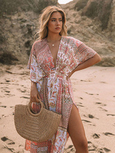 Summer Printed Dresses V-Neck Maxi Dresses Long Dress