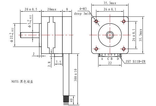 98mN.M 1024pm Close Loop Stepper Motor With Encoder NEMA14 35X20mm