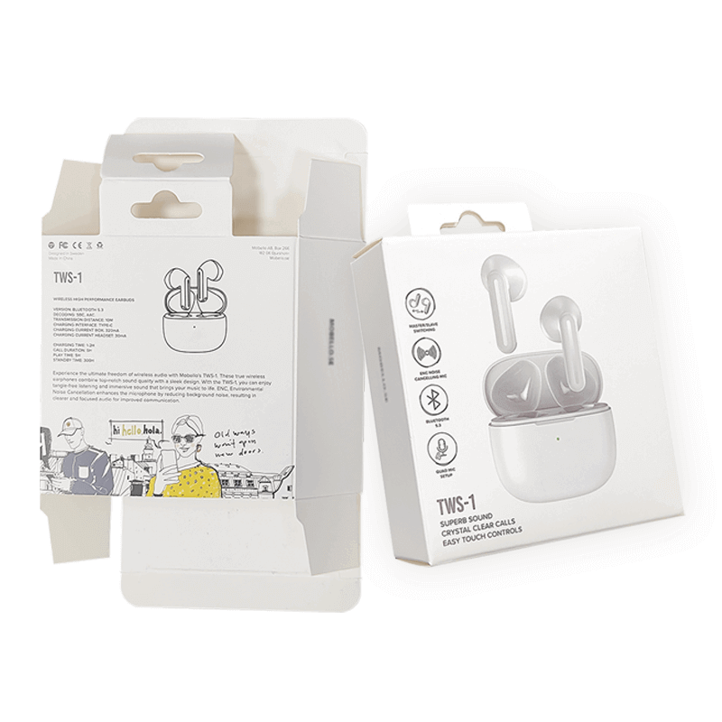 Custom Logo Printing Paper Box Reverse Direct Tuck Design for Earphone Headset Earpiece