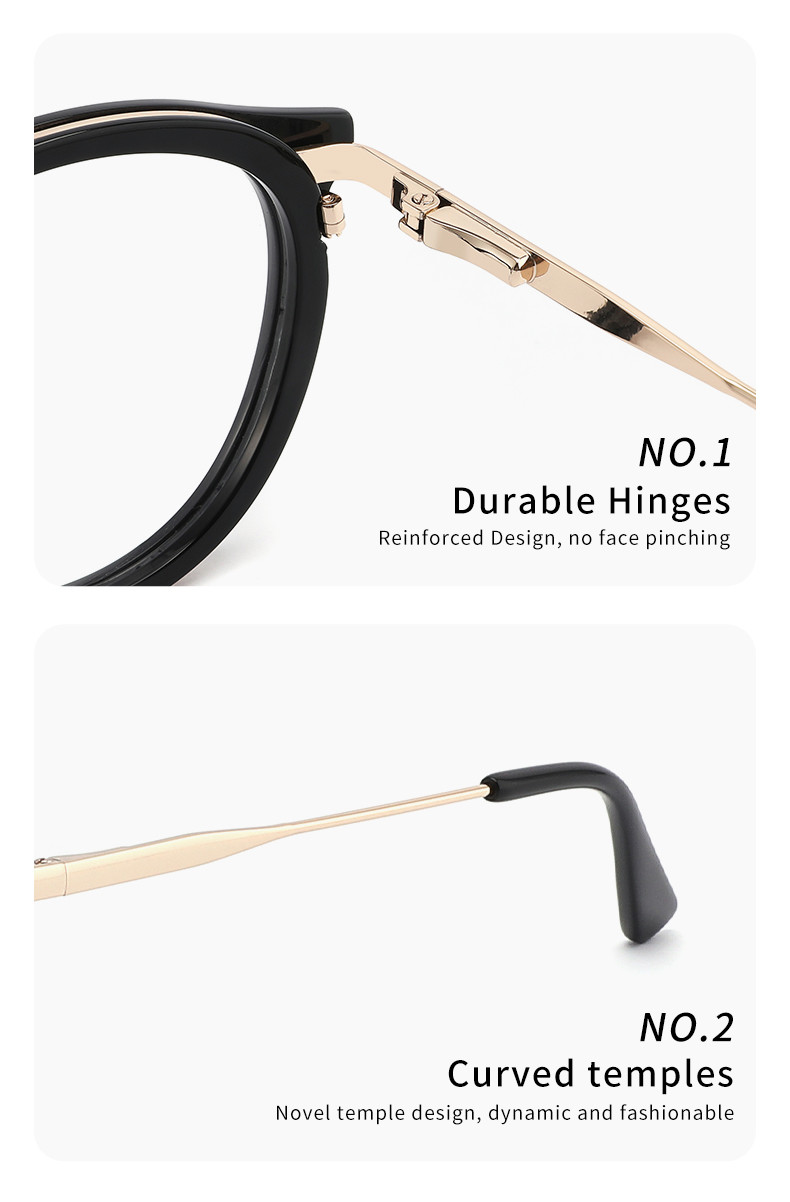 Round Reading Acetate Metal Glasses OEM 4 Color For Women And Men