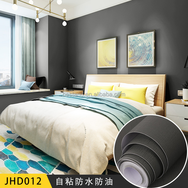 Removable Home Wallpaper in Gray Color Peel Off Sticker Wall Paper with Soundproof Function Roll Size 122cm*50m