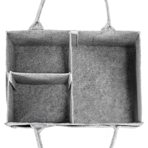 Polyester Grey Foldable Felt Storage Basket With Dividers