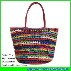 China LUDA 2016 spring summer straw beach bag crochet straw leather ladies handbag wholesale