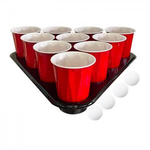 China 18 OZ 530ml Red PS Disposable Party Cups Plastic Beer Pong Game Set wholesale