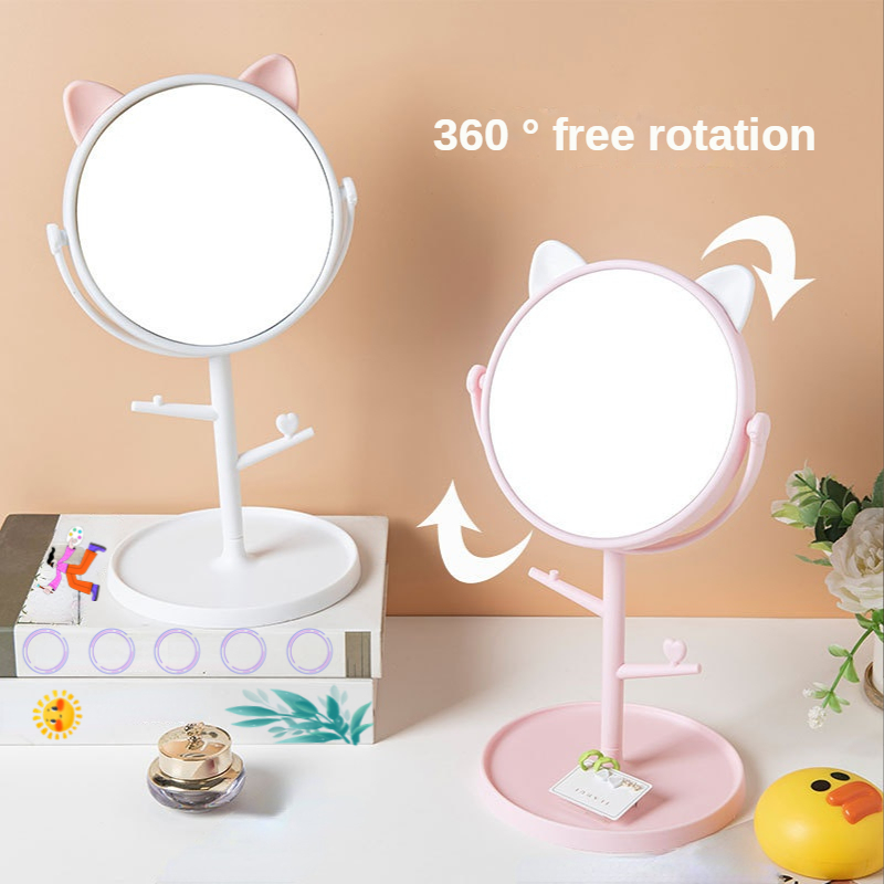 Small Circle Plastic and Glass Mirror for Everyday Top Fashion Adjustable Make Up