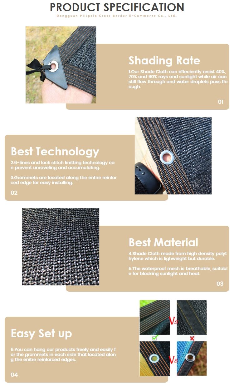 90% Reinforced Grommets Greenhouse Shade Cloth For Pool Patio