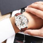 Watches men luxury brand automatic luminous moon phase watch Leather fashion