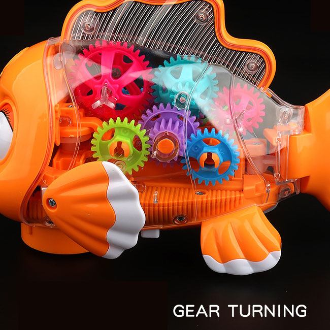 Electric Transparent Gear Fish Glowing Music Universal Walking Swing Fish Puzzle TOY MODEL
