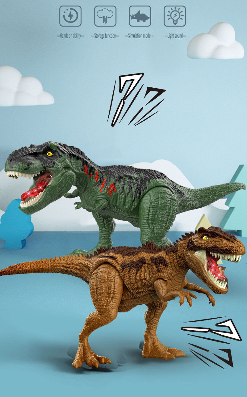 Simulation Dinosaur Toy Pressing Sound and Light Effects PVC Material Unisex Design