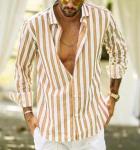 Small Quantity Clothing Production Men'S Long Sleeve Casual Striped Shirt