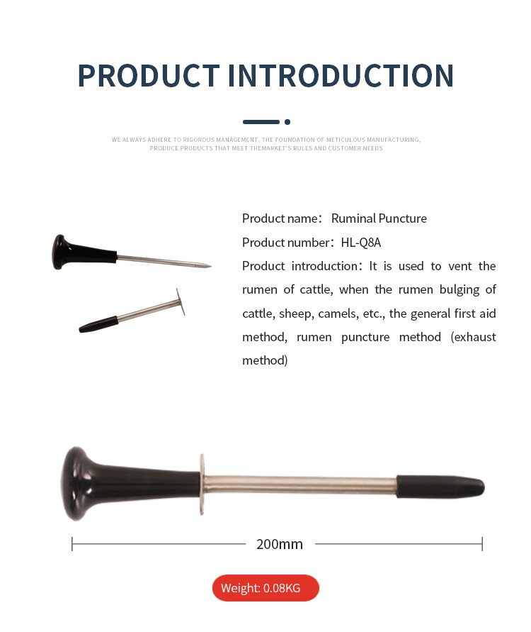 Precision Veterinary Rumen Puncture Instrument 0.08kg Black Tool For Accurate Procedures