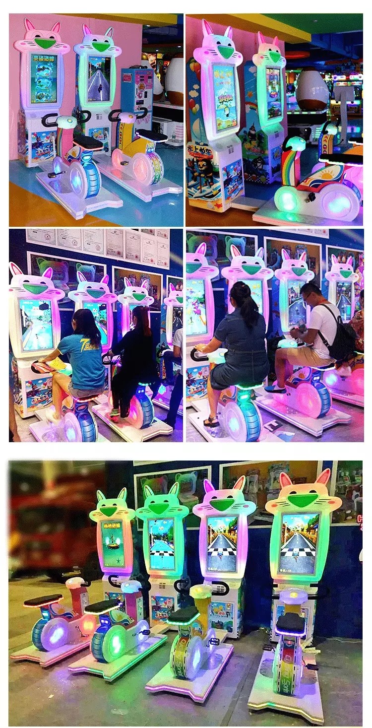 2 Players Kids Arcade Machine / Bicycle Racing Machine W128*D150*H188CM