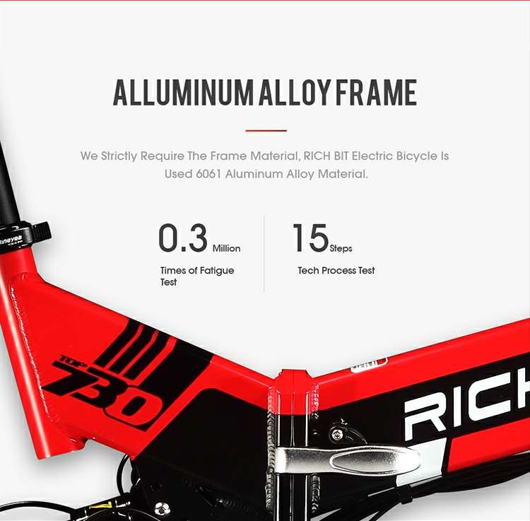 Full Suspention MTB Electric City Bike 48v 250w Lithium Battery Rich Bit 730