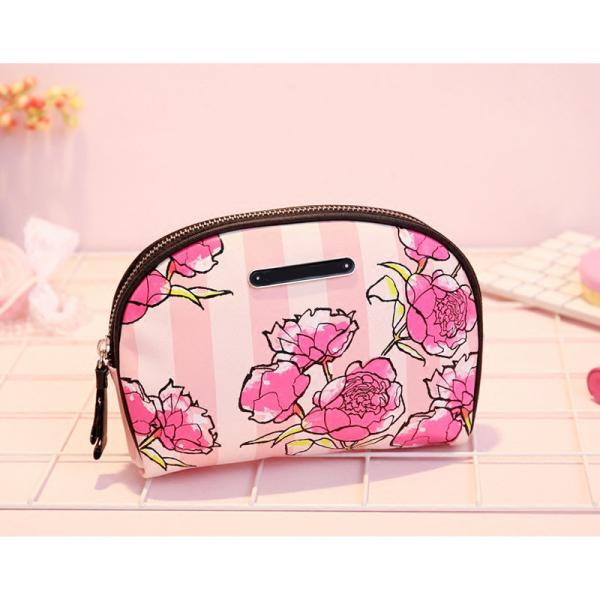 Flower Printing Zipper Closure Lipstick Travel Toiletry Bag