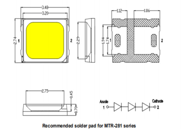 2835 0.2W SMD LED Chip