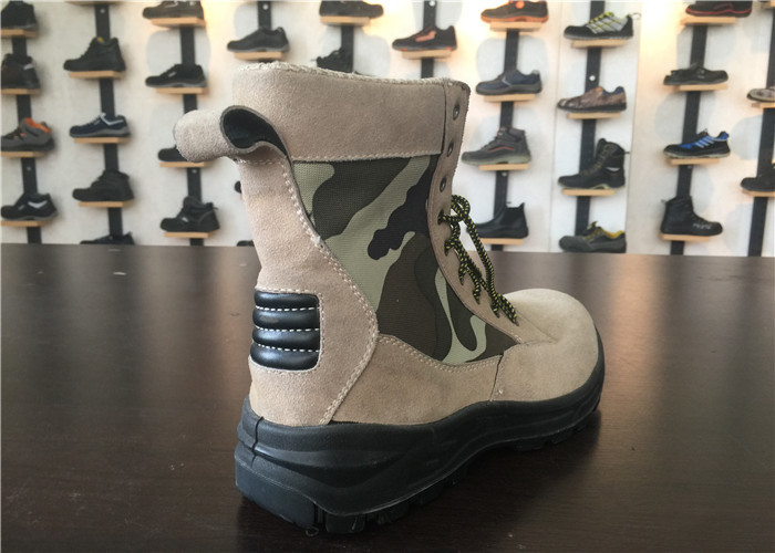 Suede Leather Work Boots / Mens Military Tactical Boots With Nylon Cloth