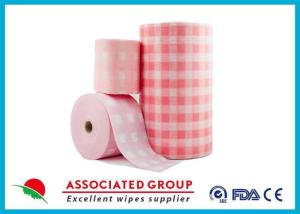 China Pink Checked Pattern Spunlace Nonwoven Rolls Soft &amp; Lint Free wholesale