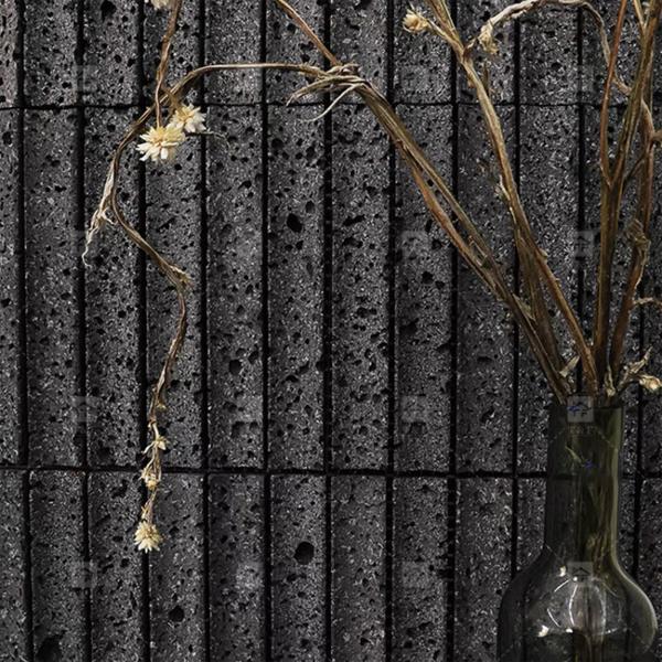 Black Color Curve Fluted Limestone Mosaic Tile Decoration Bathroom Backsplash
