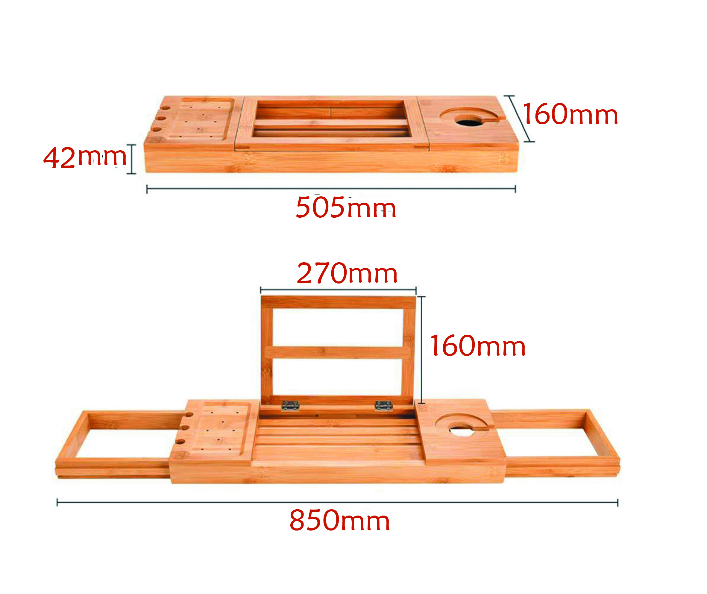Home Furniture Bamboo Extendable Bath Caddy Bathtub Tray Customized