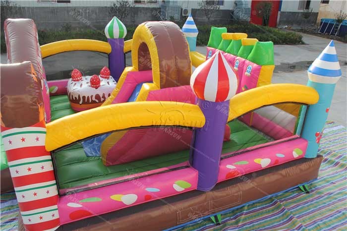 Customized Inflatable Candy Kids Blow Up House / Colorful Bounce House Combo