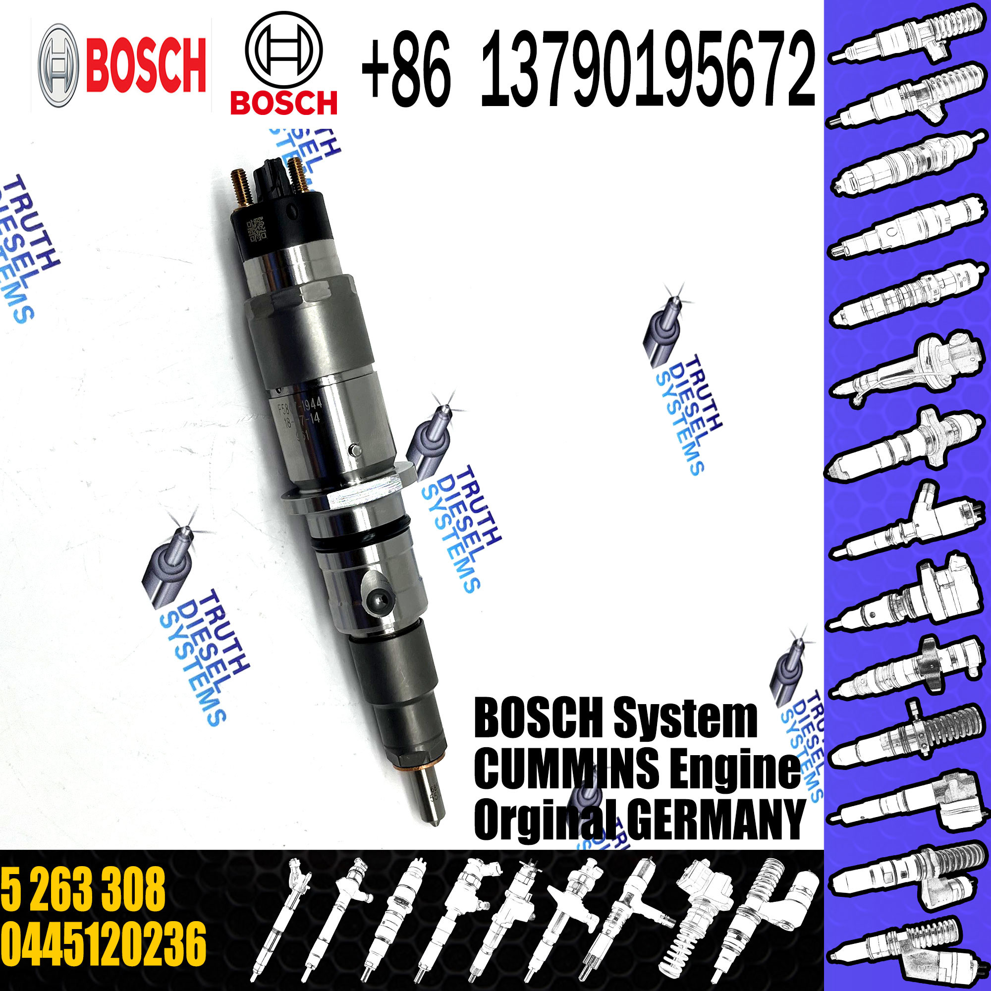 Common rail fuel injector 0445120236 0445120125 0445120029 5263308 4940170 4939061 3973060 3965721for QSL9 QSC8.3