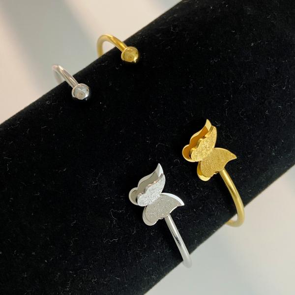 Luxury Gold 18k Stainless Steel Bracelets 6.3cm Jewelry Butterfly Cuff Bracelets For Women
