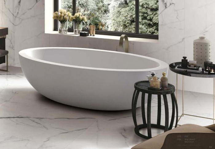 Elegant White Marble Porcelain Tile 60*120cm / Bathroom Floor Tiles