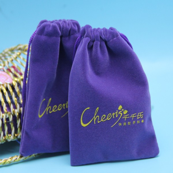 Soft Jewelry 10x15cm Velvet Drawstring Bag with printing logo