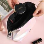 Waterproof Shiny Rainbow PU Cosmetic Bag With Zipper Closure