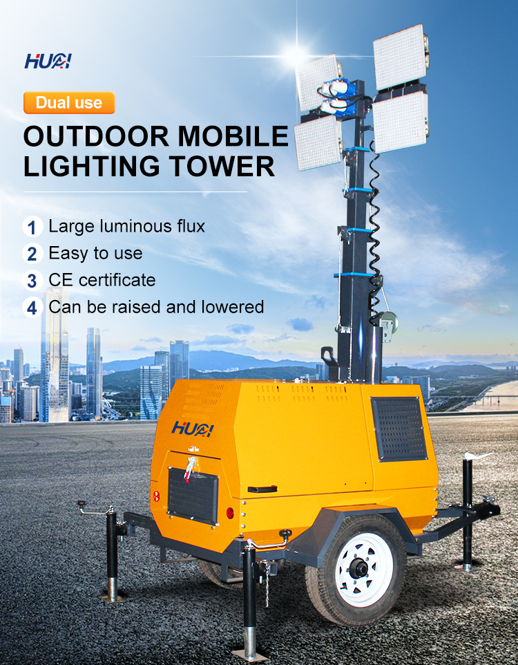 4*400w Floodlight Construction Lighting Towers with 4000-Hour Working Lifetime