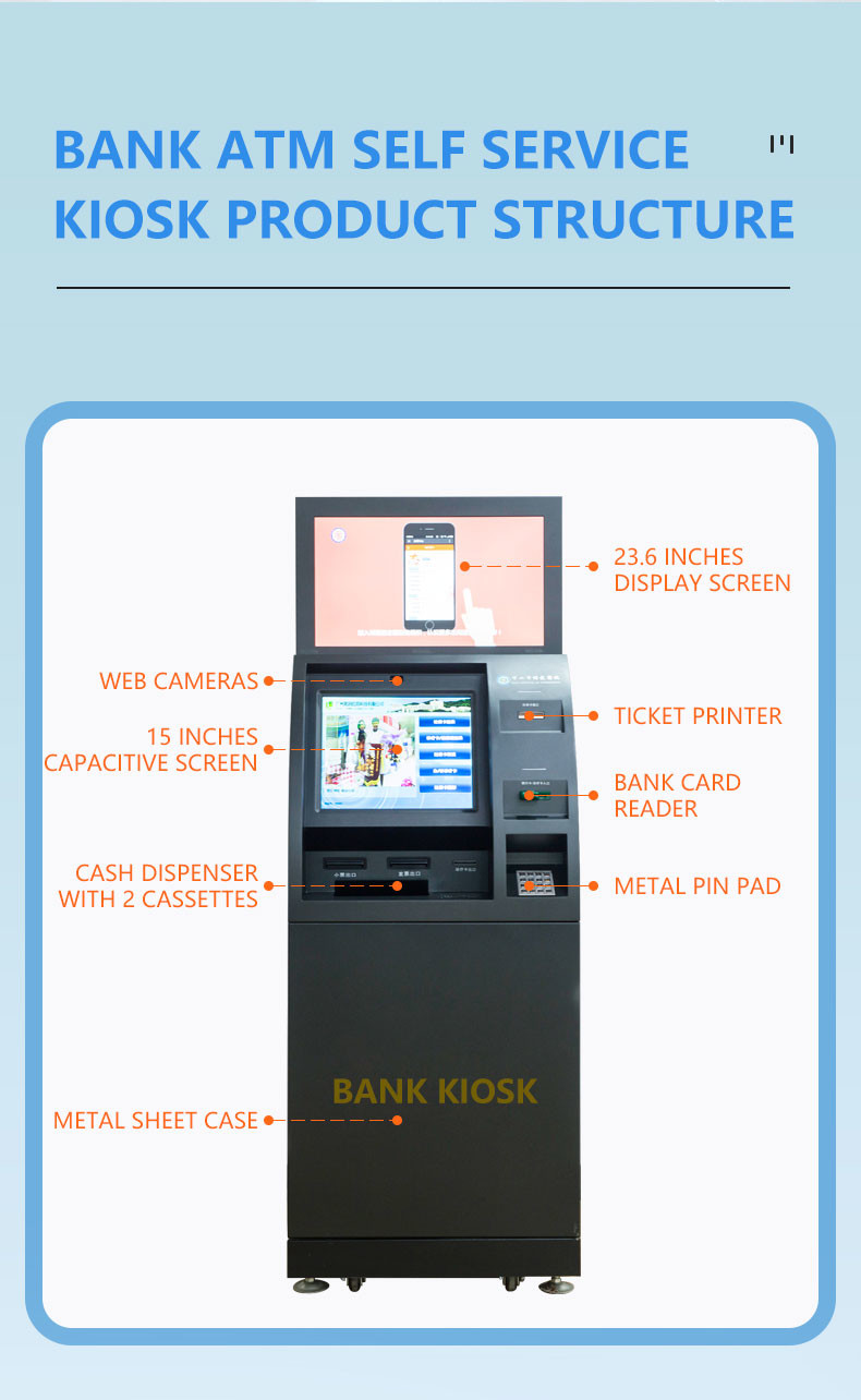 Top quality freestandingpayment kiosk Self Service Kiosk banking terminal for vending