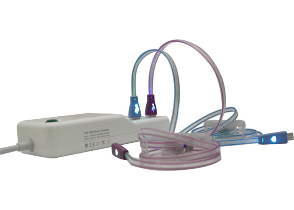 Micro UUSB Extension Cable 3ft LED Visible Flowing Light Up Charging To Sync Data Cords