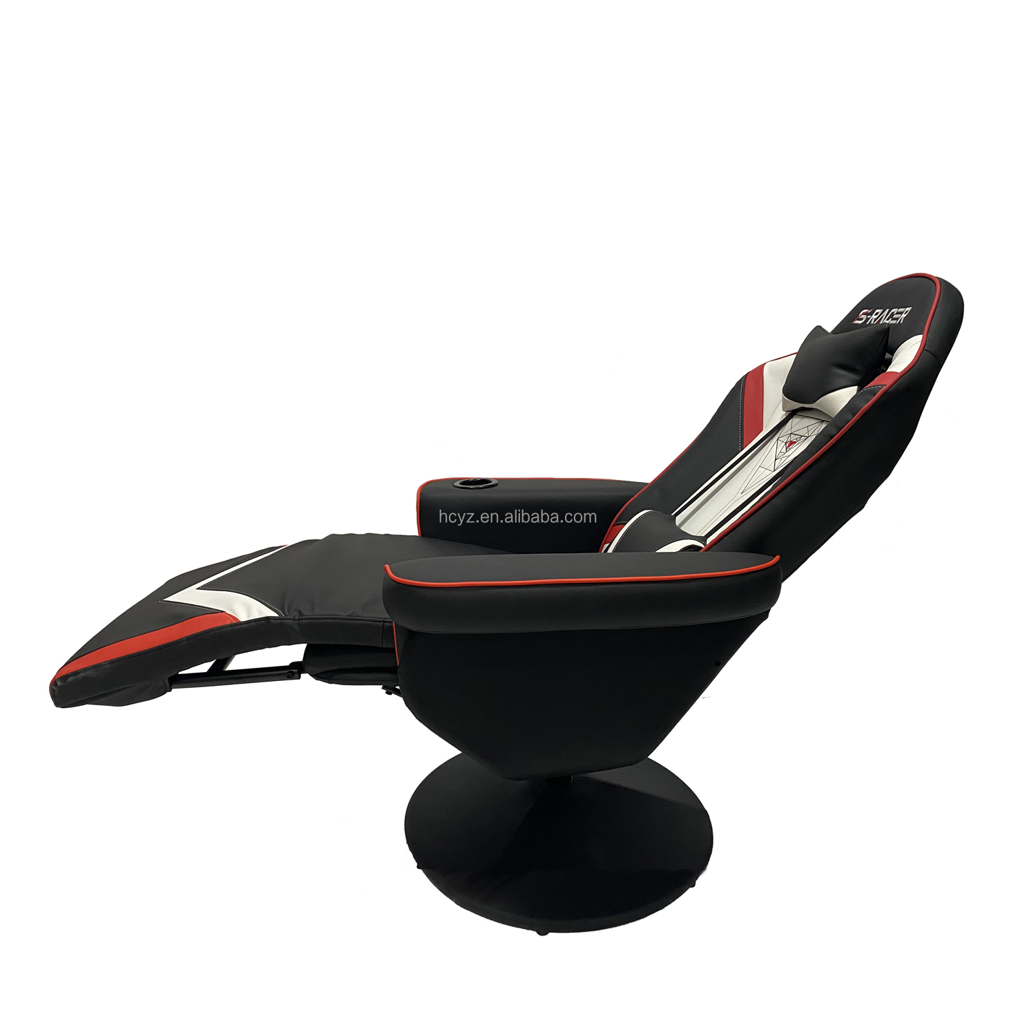 White Racing Style PU Leather Ergonomic Seat Swivel Gaming Sofa for Office