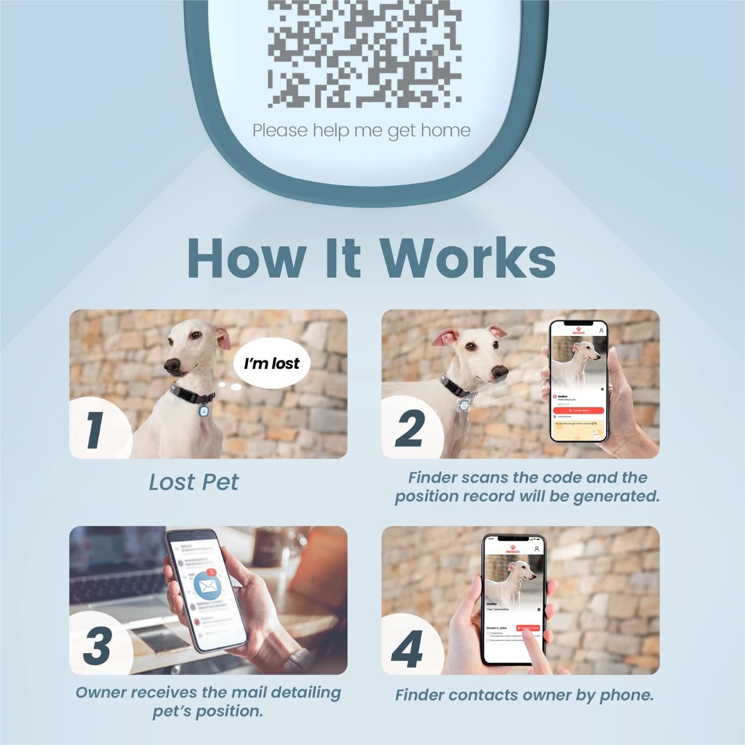 Custom Silent Silicone Dog ID Tag Anti Lost QR Code Pet ID Collar Name Tag