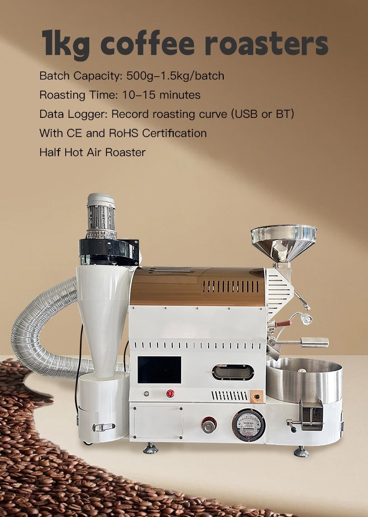 1kg Table Top Small Touch Screen Coffee Roaster Baking Machine Home Coffee Machine